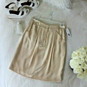 $595 new DOO.RI Beige Pleated Silk Pensil Skirt, 6